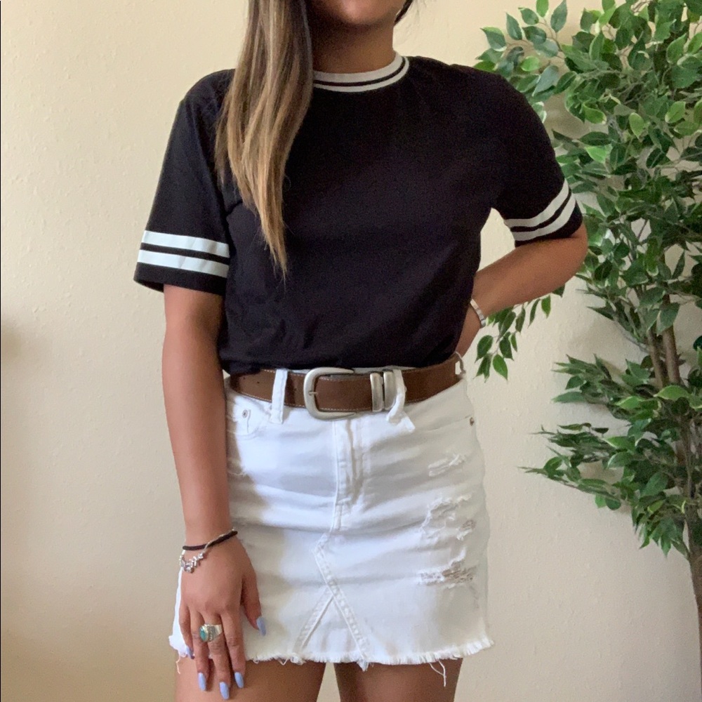 Black Tee w/ White Stripes